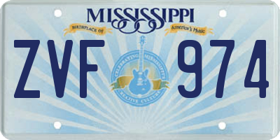 MS license plate ZVF974