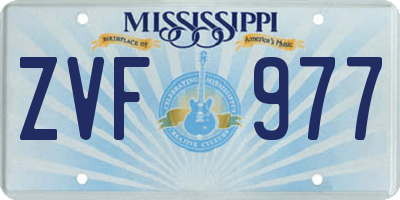 MS license plate ZVF977