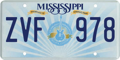 MS license plate ZVF978