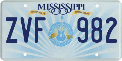 MS license plate ZVF982