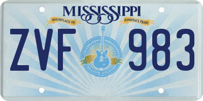 MS license plate ZVF983