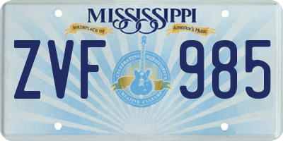 MS license plate ZVF985