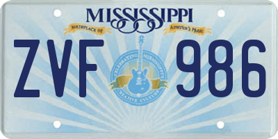 MS license plate ZVF986