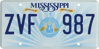MS license plate ZVF987