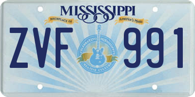 MS license plate ZVF991
