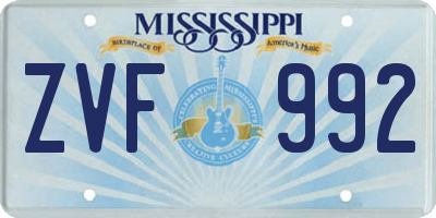 MS license plate ZVF992