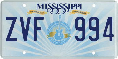 MS license plate ZVF994