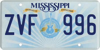 MS license plate ZVF996