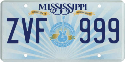 MS license plate ZVF999