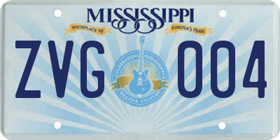 MS license plate ZVG004