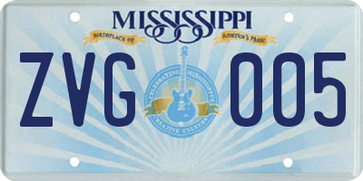 MS license plate ZVG005