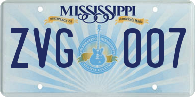 MS license plate ZVG007