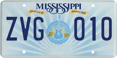 MS license plate ZVG010