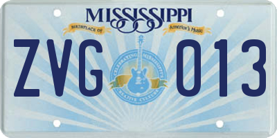 MS license plate ZVG013