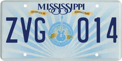 MS license plate ZVG014
