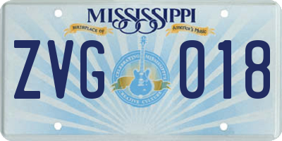 MS license plate ZVG018