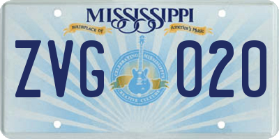 MS license plate ZVG020