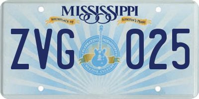 MS license plate ZVG025