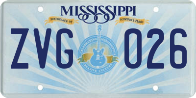 MS license plate ZVG026
