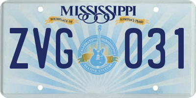 MS license plate ZVG031