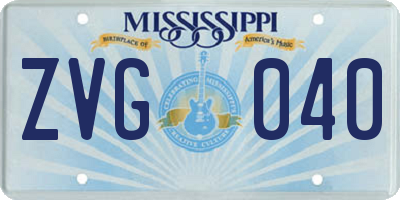 MS license plate ZVG040