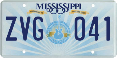 MS license plate ZVG041