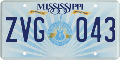 MS license plate ZVG043