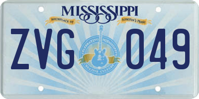 MS license plate ZVG049