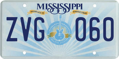 MS license plate ZVG060