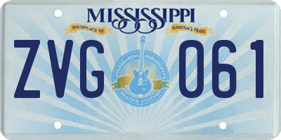MS license plate ZVG061