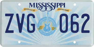 MS license plate ZVG062