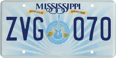 MS license plate ZVG070