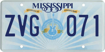 MS license plate ZVG071