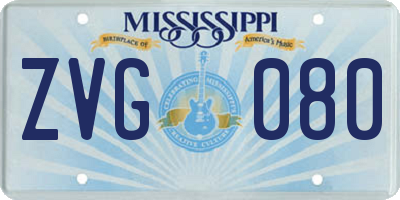MS license plate ZVG080