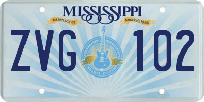 MS license plate ZVG102