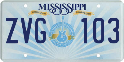 MS license plate ZVG103