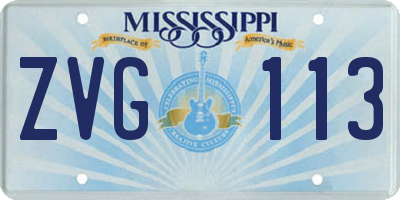 MS license plate ZVG113