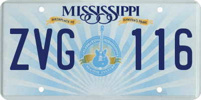 MS license plate ZVG116