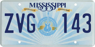 MS license plate ZVG143