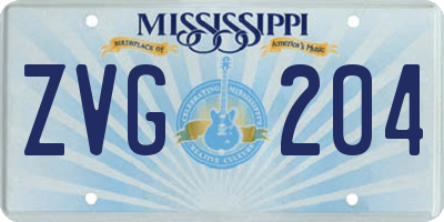 MS license plate ZVG204