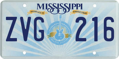 MS license plate ZVG216