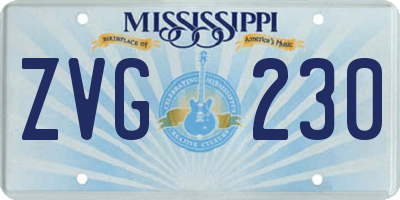 MS license plate ZVG230