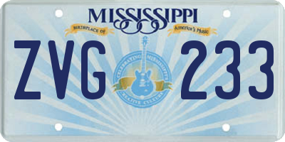 MS license plate ZVG233