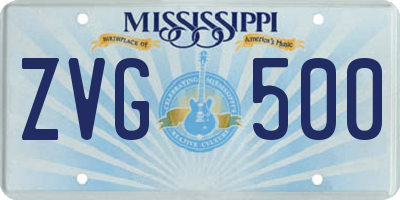 MS license plate ZVG500