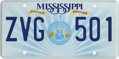 MS license plate ZVG501