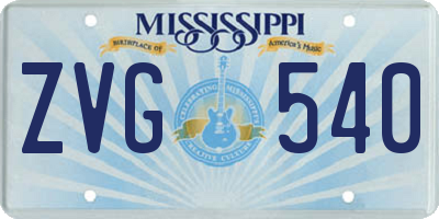 MS license plate ZVG540