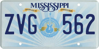 MS license plate ZVG562