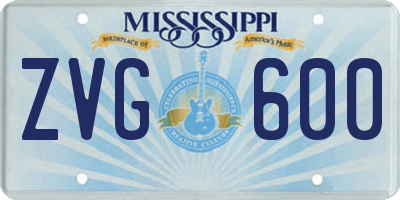 MS license plate ZVG600