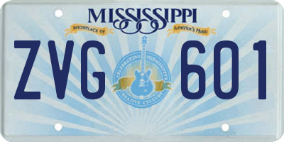 MS license plate ZVG601