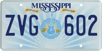 MS license plate ZVG602